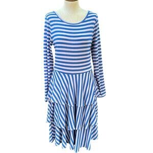 NWT Lularoe Georgia Dress Striped Blue and Light Pink Women’s size Large
